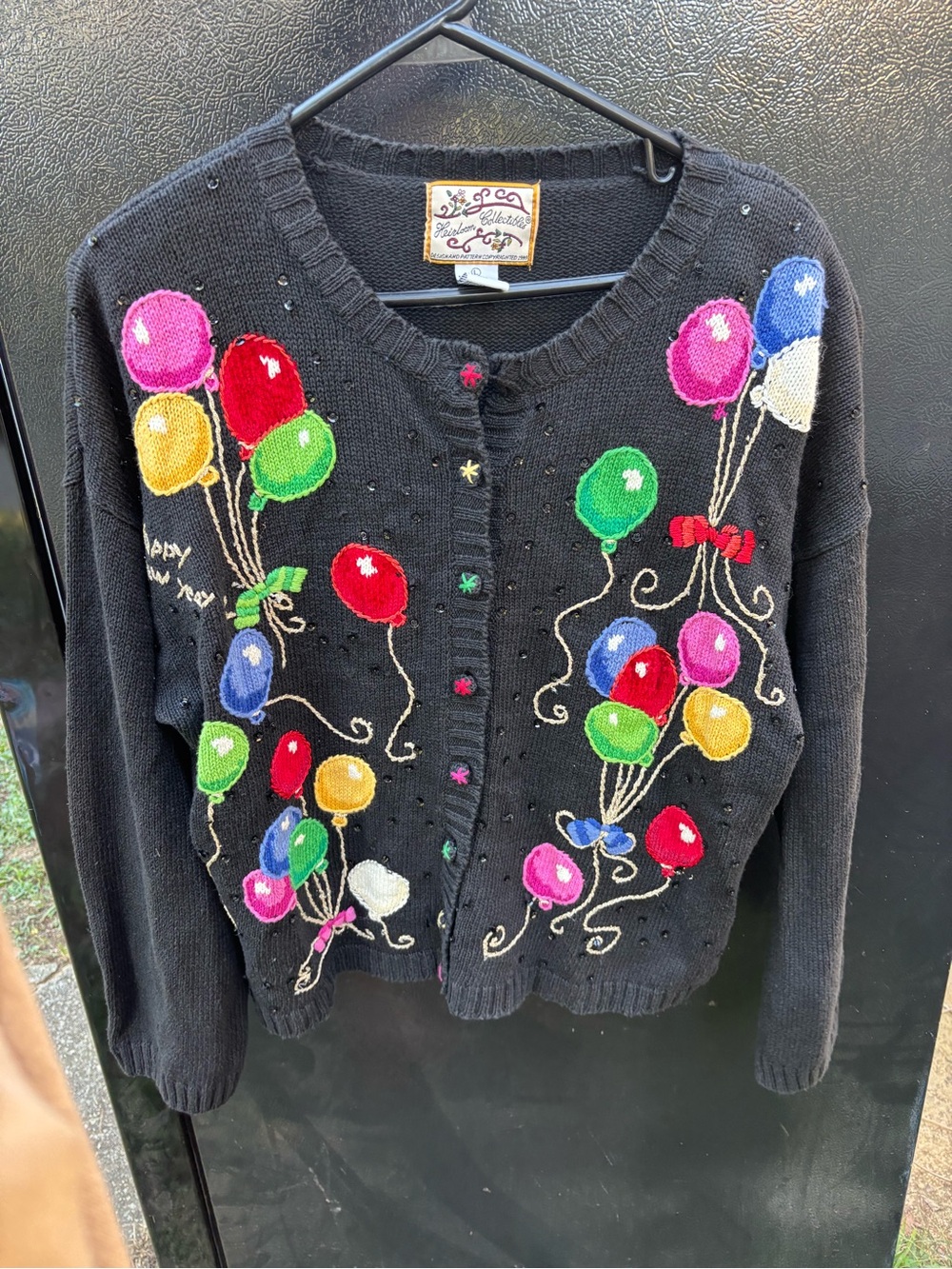 Vintage Heirloom Collectibles New Years Cardigan